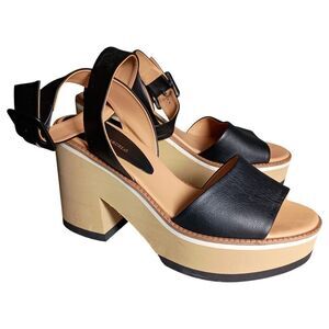 Paloma Barcelo Sandals Platform Heels Ultra High Ankle Strap Black Womens 41/ 11